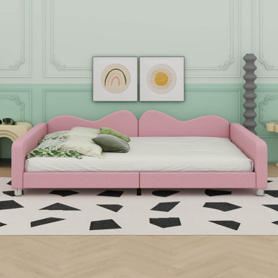  Tamaurice Upholstered Sherpa Fabric Sofabed With Cloud-Shaped Backrest