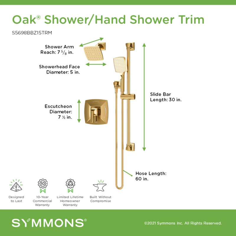Oak HydroMersion Shower Faucet Trim with Hand Spray, Bronze