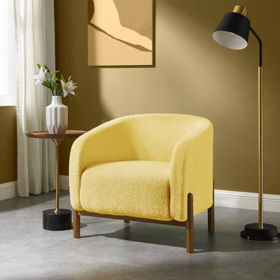 Bernet 29.6'' Yellow Wide Barrel Chair With Solid Wood Legs