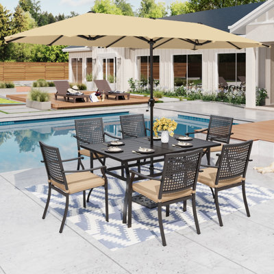 Leonard 6 - Person Patio Dining Set with Rectangular Table , Cushions Included