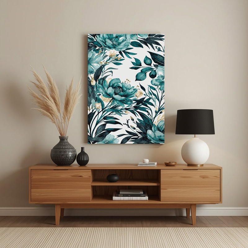 Aquarelle florale 63, art mural en métal vert, H 14 po x l 11 po