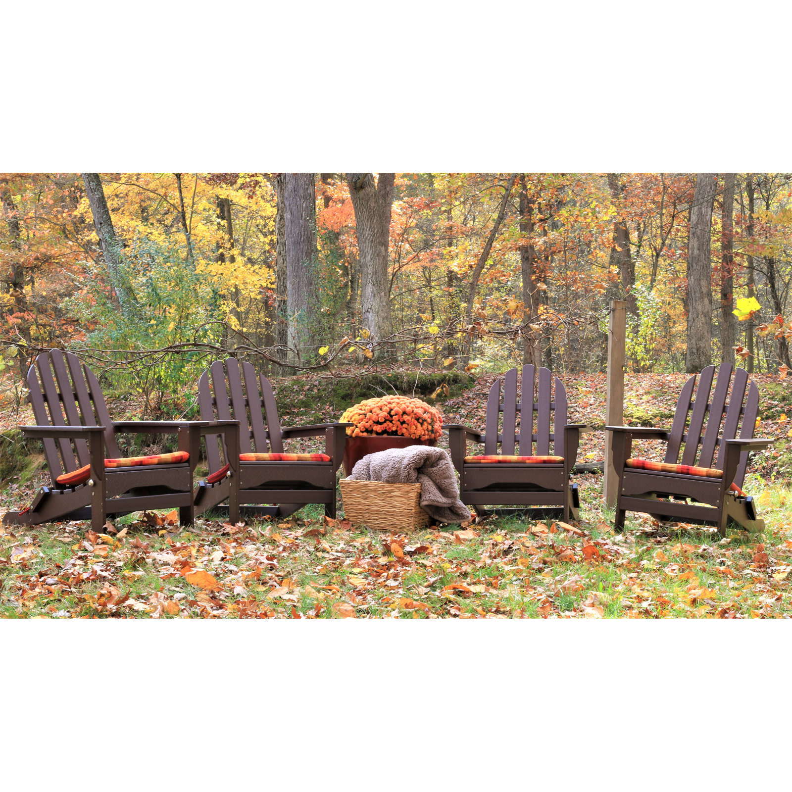 Leighton Foldable Outdoor Adirondack Set, Chocolate