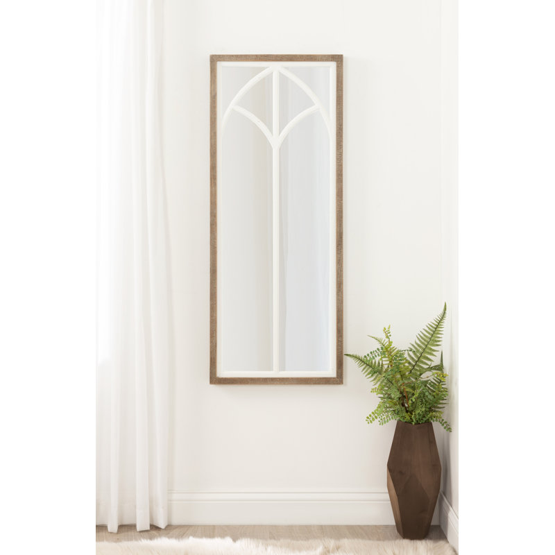Gothard Windowpane Wall Mirror 19x47 Rustic Brown
