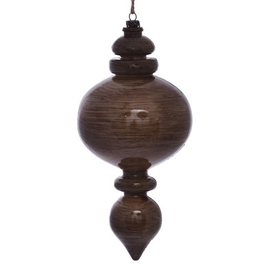 9" Wood Grain Rounded Finial Ornament