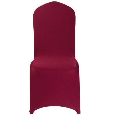 Burgundy Chair Covers, Polyester Spandex Chair Cover, Stretch Slipcovers for Wedding Party Dining Banquet Flat-Front Chair Covers, Fits Chair Measures up to 20.08 x 17.72 x 37.4 inch
