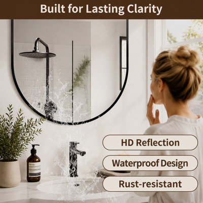 Miroir mural de salle de bain 48 po x 24 po, miroir mural encadré pour la salle de bain, suspendu vertical ou horizontal, miroir HD moderne pour la chambre à coucher, vestibule