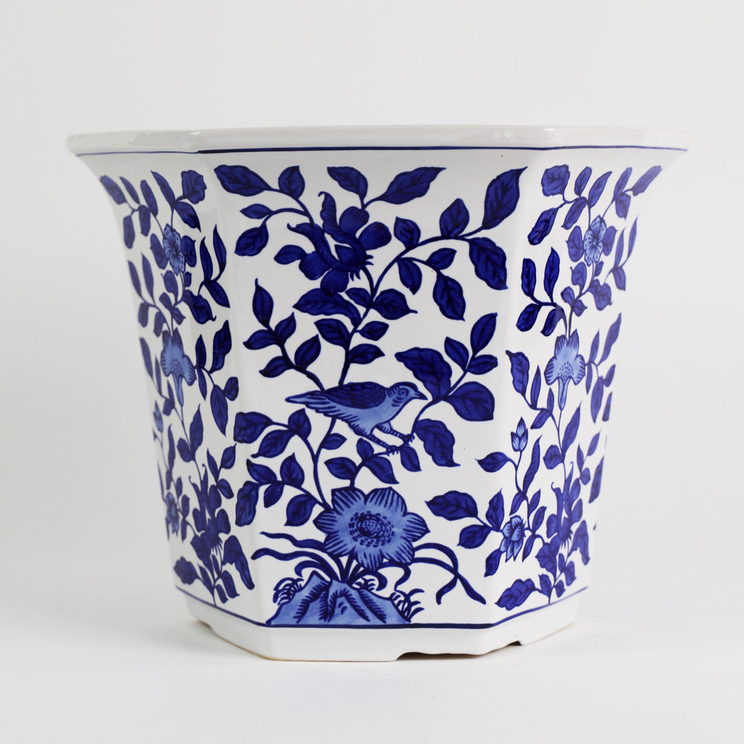 Blue Garden Blue and White Aviary Garden Planter - Small Euro Ceramica