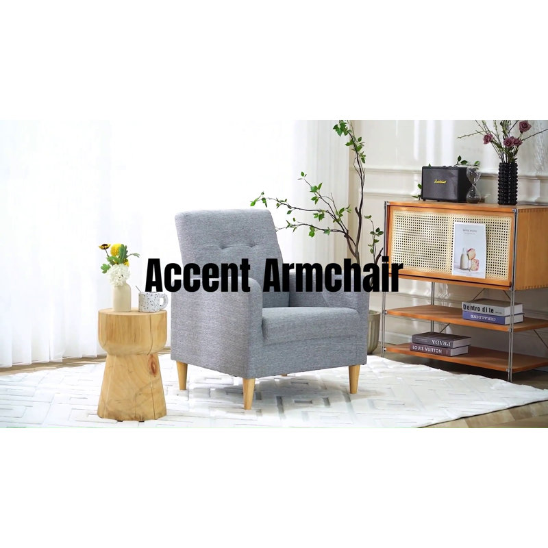 Dannyell 29'' Wide Tufted Accent Armchair - Solid Wood Legs