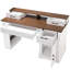 Bureau blanc de 55 po avec station de charge, support pour moniteur et glissières de tiroir pour une expérience de travail confortable et productive dans un bureau à domicile