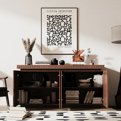 Buffet de rangement moderne avec compartiments cachés, présentoir flexible et fabrication en bois pour le couloir d'entrée Portes de style contemporain à fermeture en douceur, espace de travail spacieux facile à nettoyer