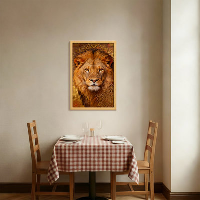 Portrait d'animaux lion avec motif de fond orné