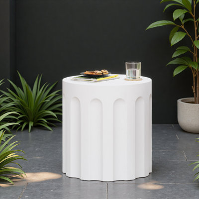 Outdoor Cylindrical Concrete Side Table, Indoor End Table