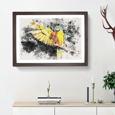 Yellow Macaw Parrot Watercolour - Framed Print