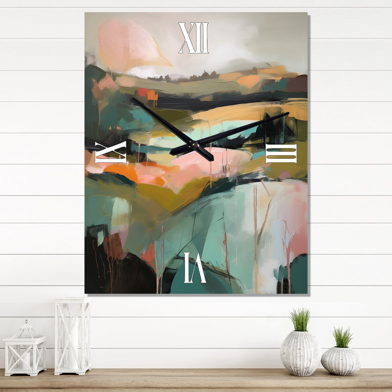 Isabelah - Horloge murale peinture abstraite surdimensionnée, H 28 po x l 12 po x P 1 po