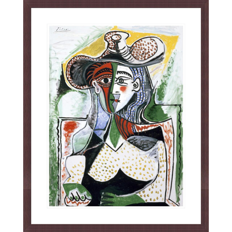 «Woman with a Large Hat» par Pablo Picasso, impression giclée sur cadre, H 29,42 po x l 23,5 po