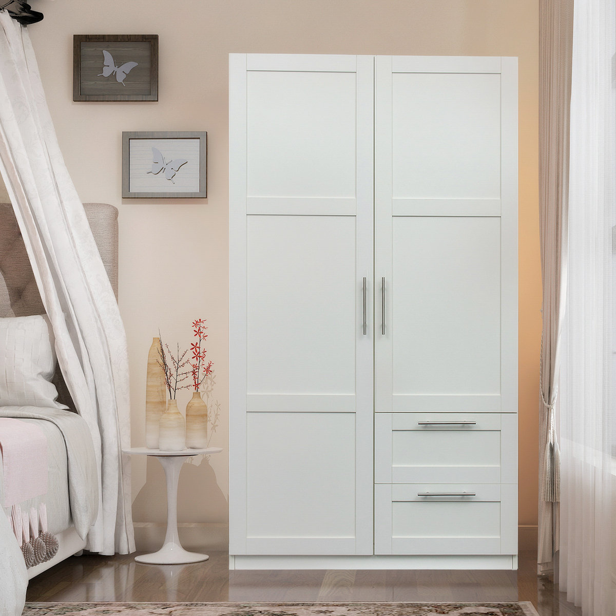 GZMWON High Wardrobe and Kitchen White Storage Living