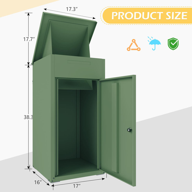 Express Delivery Boxes For Outside, Green, 56" H x 16.34" W x 17.72" D