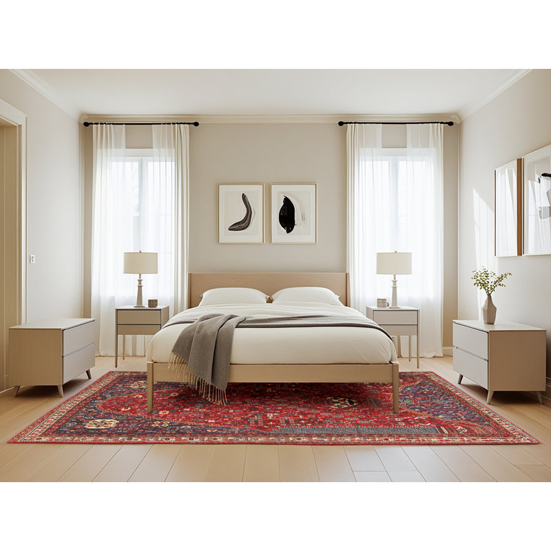 Tapis noir / rouge Southwestern, Rectangle 5 pi x 8 pi