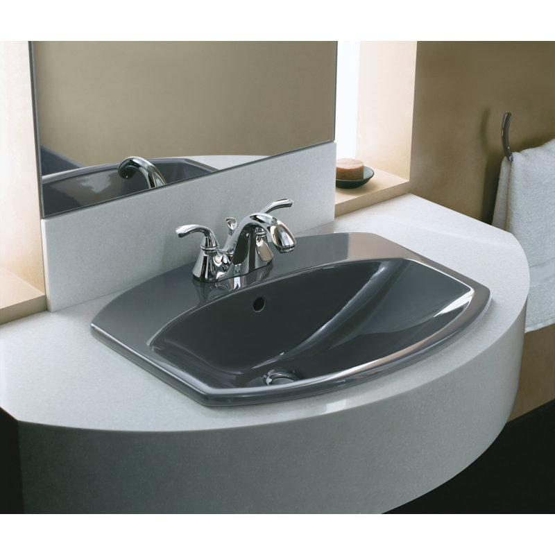 Cimarron Vitreous China Rectangular Drop-In Bathroom Sink with Overflow, Thunder Gray, Single Hole