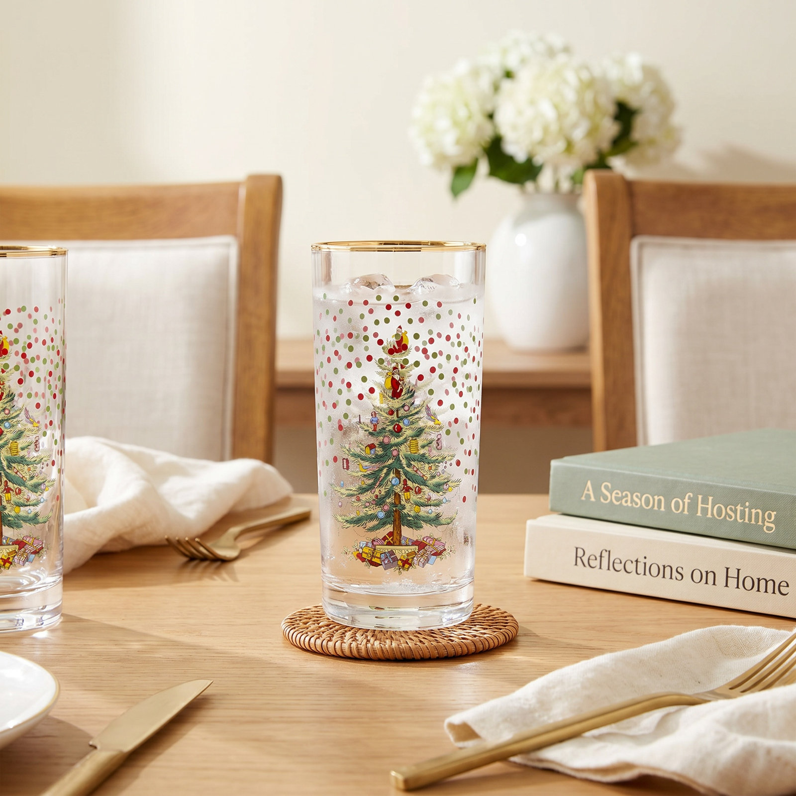 Christmas Tree Polka Dot Highball Glass