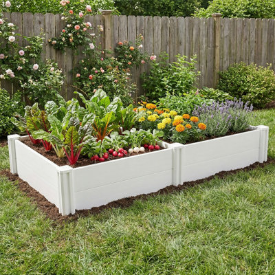 White PVC Rectangular Outdoor Raised Garden Bed