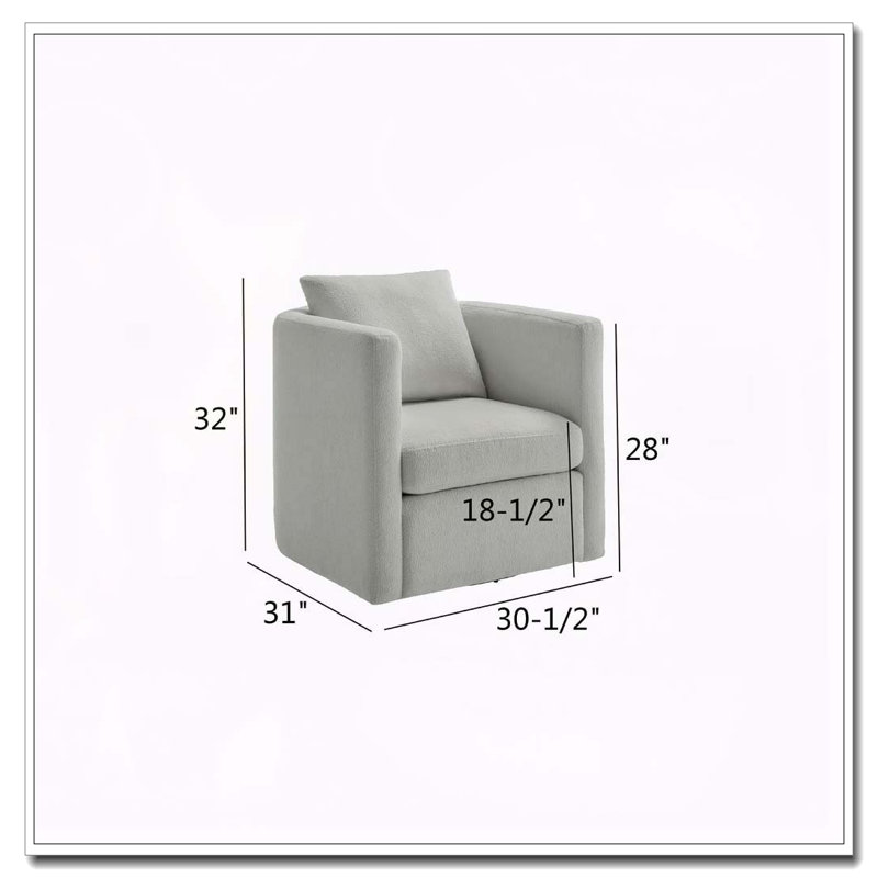 Fauteuil demi-tonneau Sutton, Gris clair