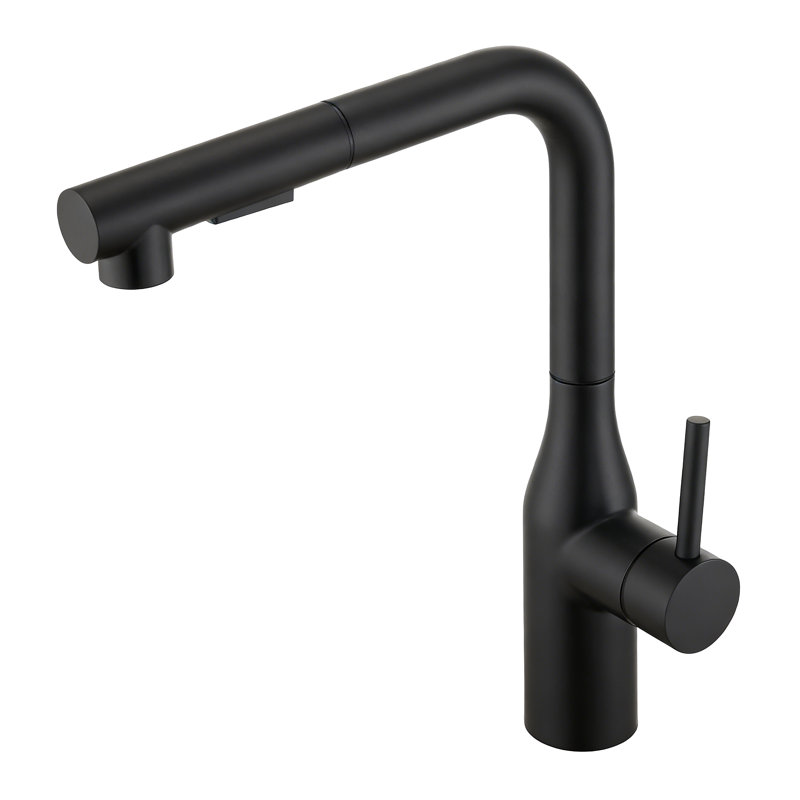 Robinet de cuisine à poignée simple arqué 11,89 po Saree, Matte Black