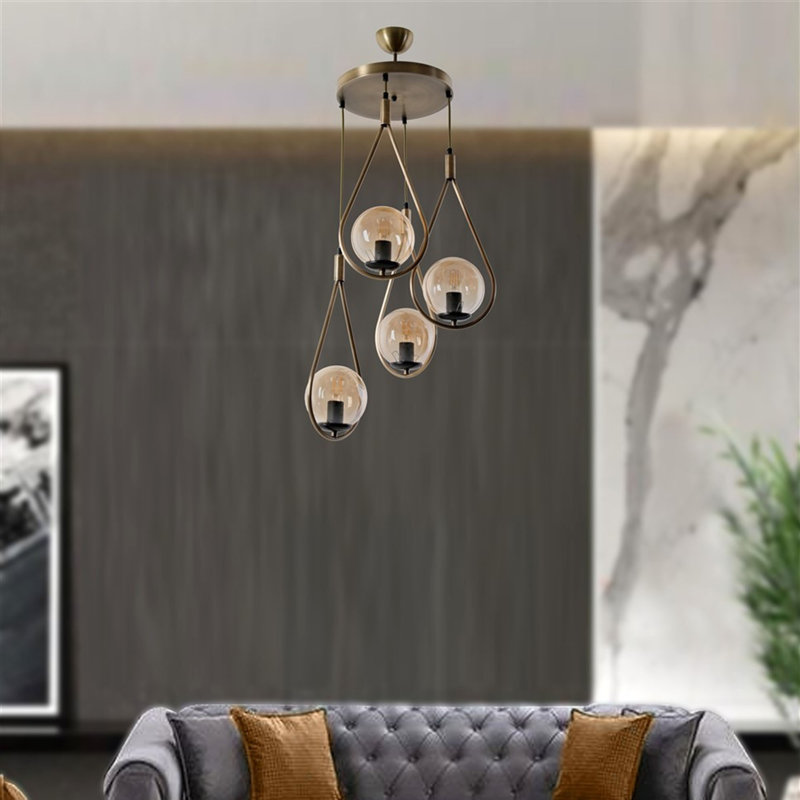 Elegant Copper Chandelier, 30.0 in Diameter x 27.6 in Height | 100% Metal Construction with Oven Dried Paint & Tumbled Coating | E27 Socket, Max 40W | Glam Scandinavian Design for Stunning Home Decor