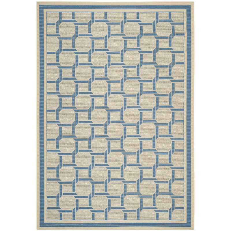 Bleu géométrique Tapis décoratif, Rectangle 5 pi 3 po x 7 pi 7 po