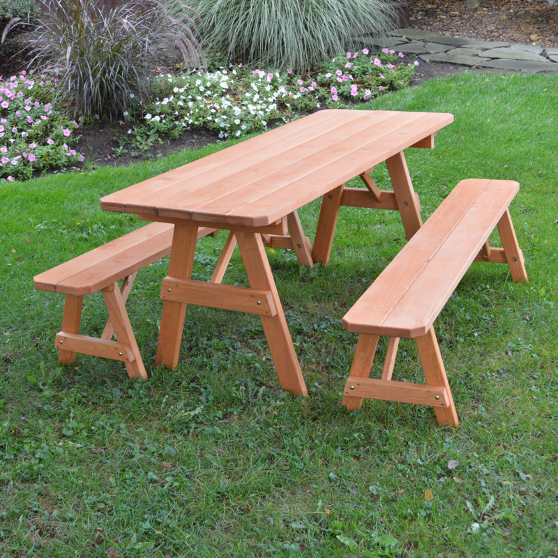 Table de pique-nique 3 pièces Summerhill, Teinte champignon, L 70 po x l 27 po x H 30 po
