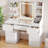 Rosse Dressing Table With 3 Colorful Light Mirror 7 Drawers and 7 Storage Shelves Makeup Desk 110cm Desktop Vanity Table