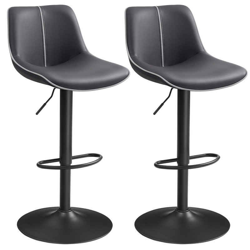 Upholstered Adjustable Height Bar Stool with Steel Frame