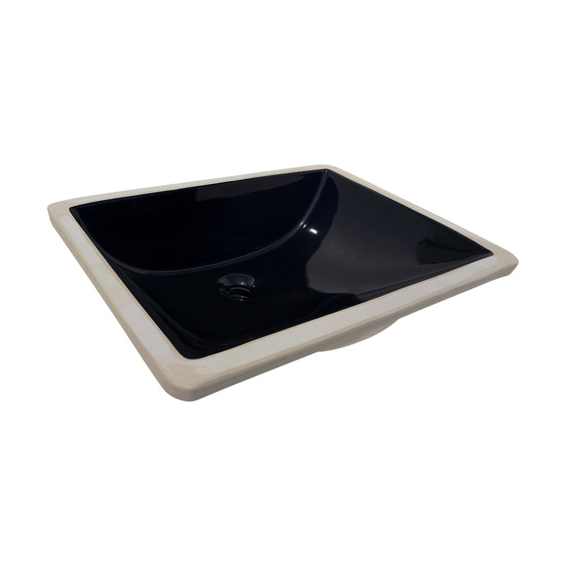 Wells Sinkware Rectangular 20 x 15 Ceramic Undermount Bathroom Sink Vanity Ebony RTU2015-6E, Ebony