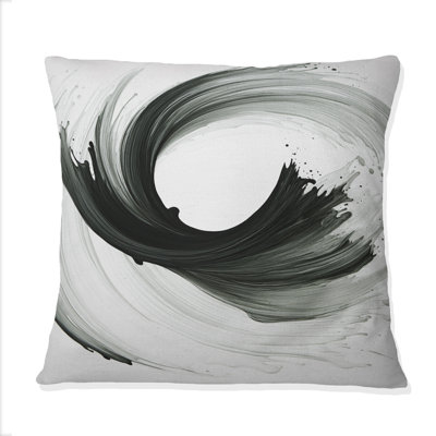 «Essential Being» - Coussin décoratif imprimé abstrait noir et blanc II