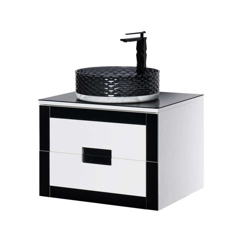 Luca 23.6'' Single Bathroom Vanity with Tempered Glass Top