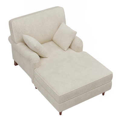 40.5'' Oversized Chaise Lounge Chair Indoor With 2 Comfy Pillows Rolled Arms Corduroy Fabric Sleeper Sofa Chair For Living Room Bedroom -  Foundry Select, E34D8B2CA9C3445597A2C670502C5462