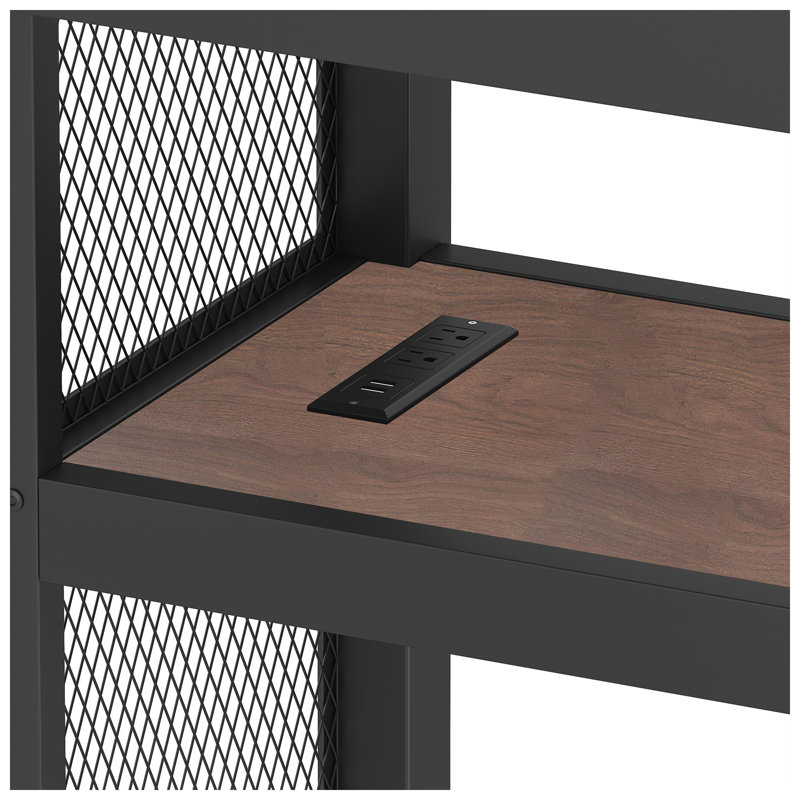 Lit mezzanine simple en métal avec bureau intégré et escalier de rangement Bonwell l 42 po x P 98 po x H 65 po