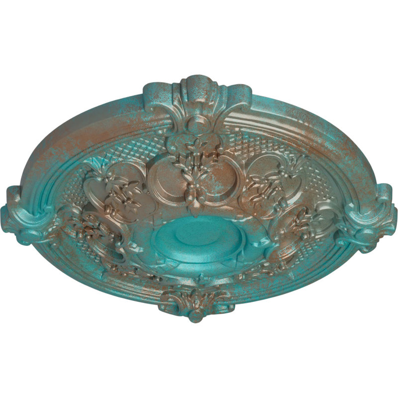 Médaillon de plafond Endurathane Rotherham, DO 18 po x P 3 1/2 po x P 1 1/2 po (convient aux auvents jusqu'à 3 1/2 po), finition en nuage peinte à la main