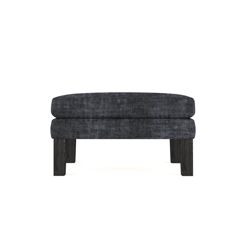 Charlton Ottoman, Plush Velvet Silver Streak, Weathered