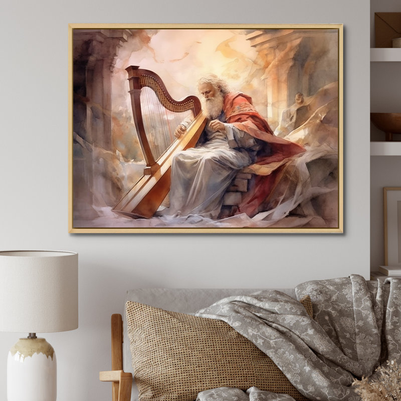 «Watercolor David Psalm» sur toile, Cadre naturel flottant, H 34 po x l 44 po