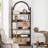 5-Shelf Arched Bookcase, Industrial Metal Etagere Open Bookshelf, Rustic Wood Shelf With Black Metal Frame(1, Brown+Black)