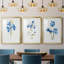«Blue Blossom Botanical I», ensemble de 3 reproductions de cadres photo-566303055-566303052
