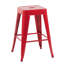 Tabourets de bar sans dossier en métal rouge, hauteur de comptoir 61 cm (24 pouces), ensemble de 4, matériau imperméable, pour les zones humides, structure rouge robuste, montage facile, idéal pour îlot de cuisine ou maison