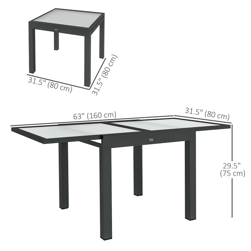 Table de salle à manger d'extérieur rectangulaire L 63 po x l 31,5 po Ventnor