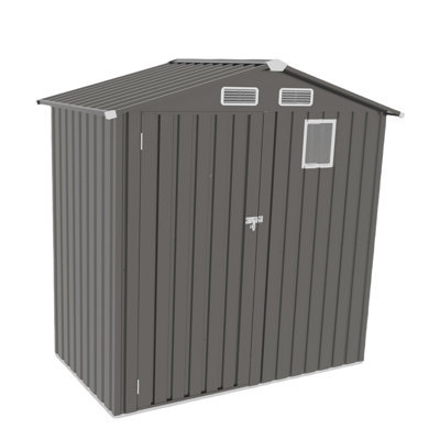 Remise de rangement extérieure en métal 6 x 3,5 pi, remise à outils avec toit en pointe imperméable avec fenêtre transparente et porte verrouillable