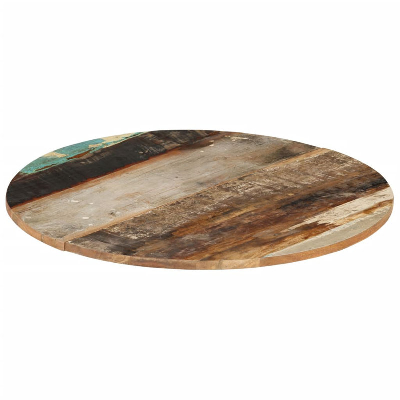 Table Top Solid Wood Mango Round, Dark Brown/Ivory, 0.63" H x 27.6" W x 27.6" D