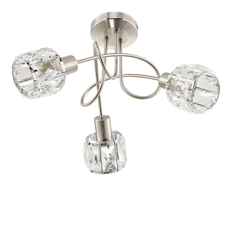 Cayden Crystal Semi Flush Mount, Silver