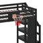 Lit mezzanine double en bois avec bureau intégré, panier de basketball et glissade-125973067