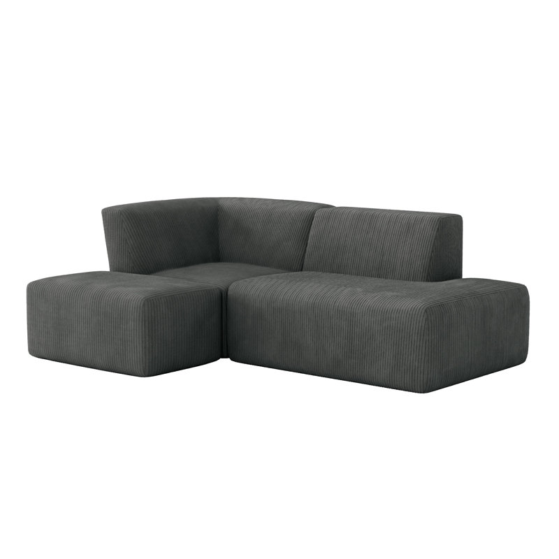 3 Seater Corduroy Seating Component, Grey Corduroy