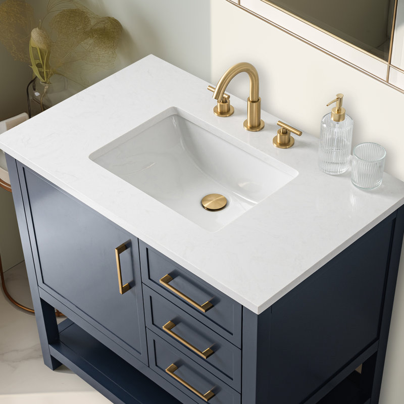Vicini Single 36" Bathroom Vanity Set, Indigo Blue/Brushed Gold